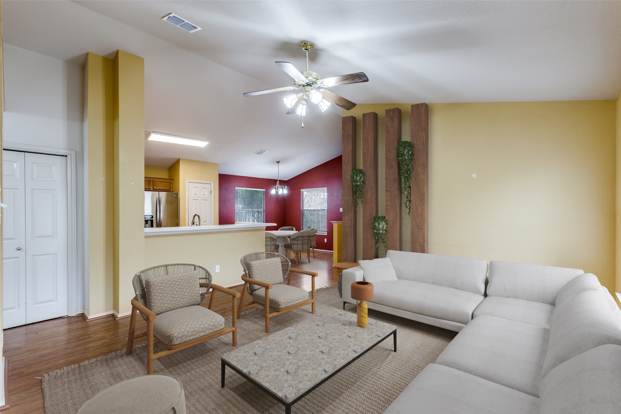 9057 Vigen Circle Austin, TX 78748 - Photo 3 of 27 a living room with furniture and a chandelier