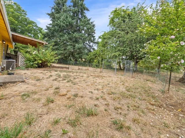 a backyard of a house with lots of green space