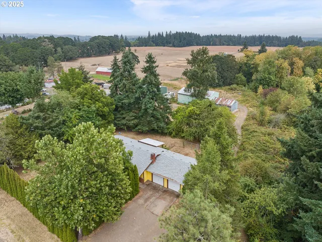 an aerial view of a house