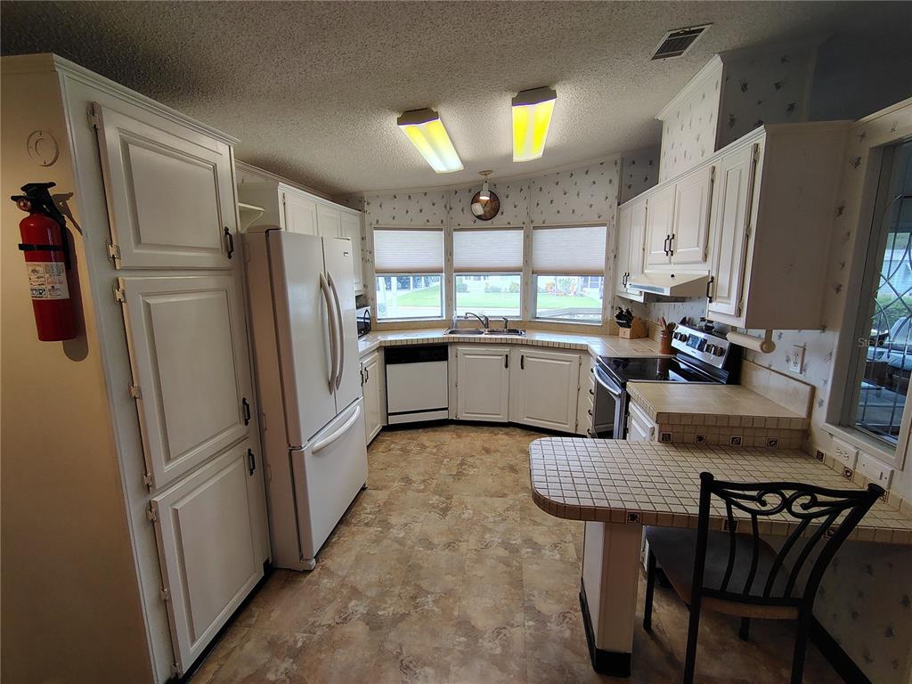 116 Lyonia Lane Wildwood, FL 34785 - Photo 9 of 37 a kitchen with refrigerator and chairs