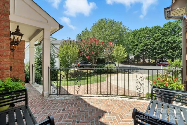 a balcony with wooden floor view