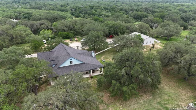 an aerial view of a house