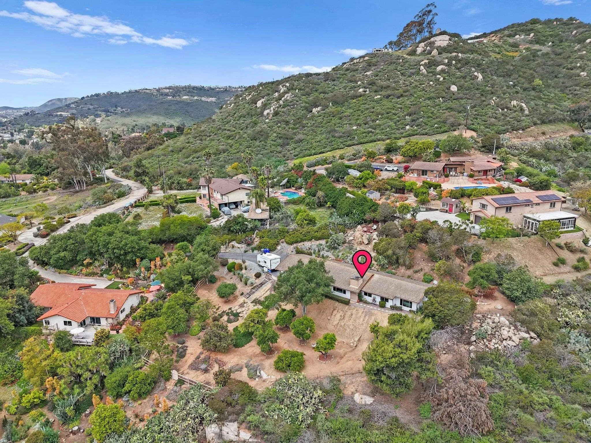 2189 Rockhoff Road Escondido, CA 92026 - Photo 6 of 60 an aerial view of residential houses with outdoor space and trees