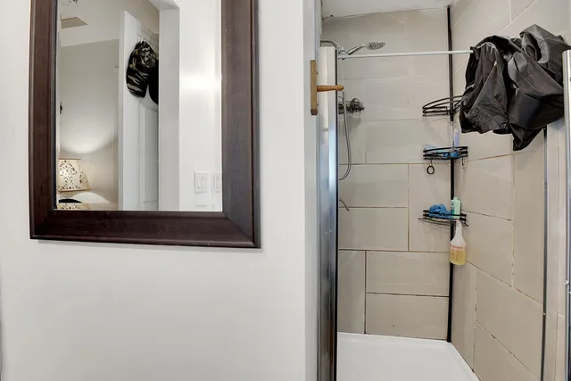 a bathroom with a shower