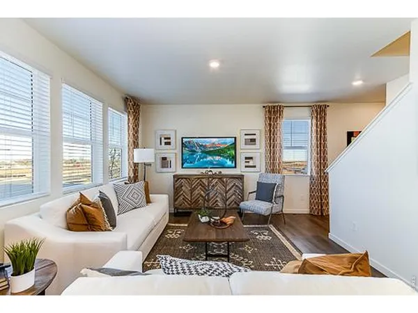 a living room with furniture and a couch