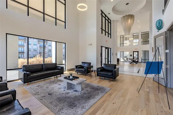 a living room with furniture and a couch