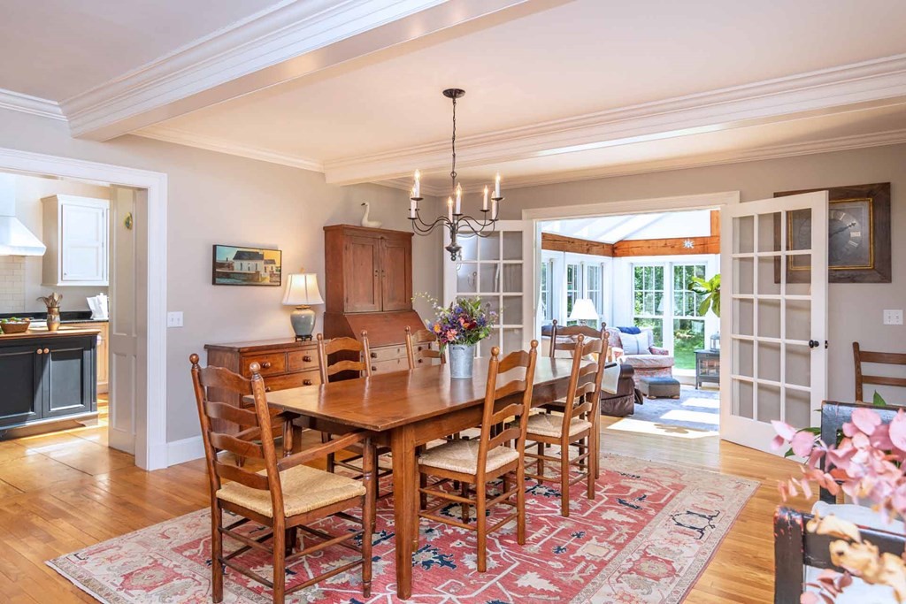 23 Indian Hollow Road West Tisbury, MA 02568 - Photo 14 of 42 a view of a dining room with furniture window and wooden floor