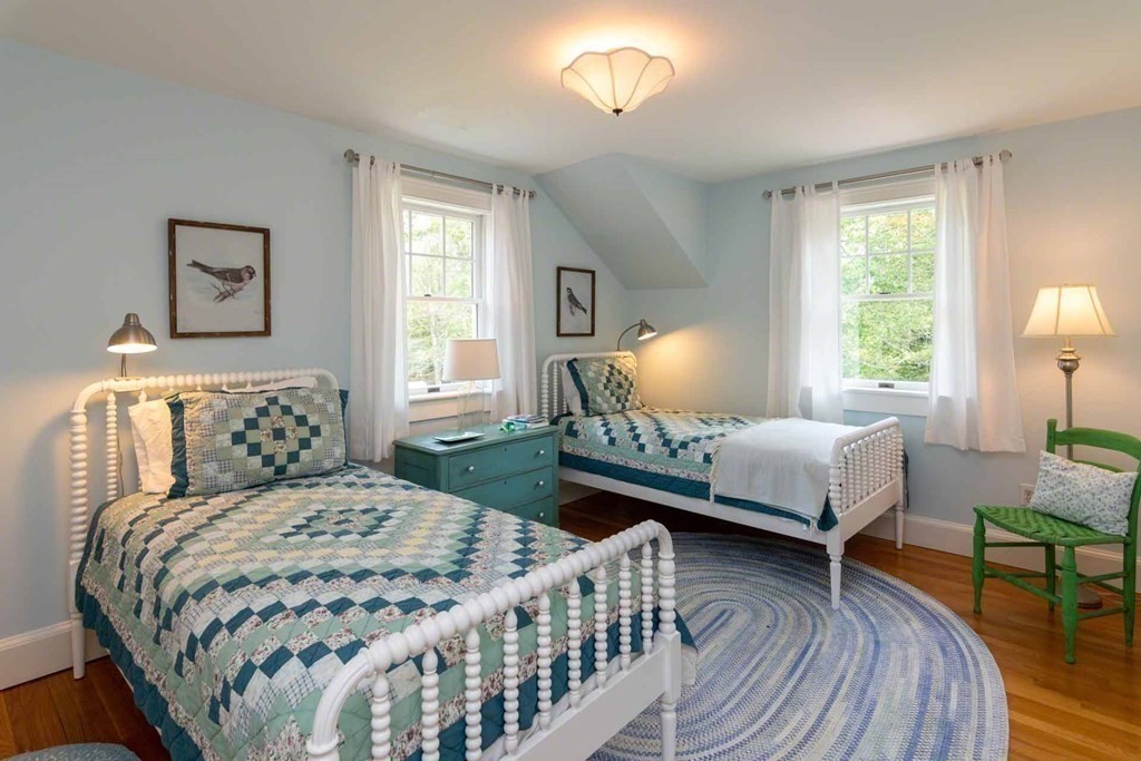 23 Indian Hollow Road West Tisbury, MA 02568 - Photo 31 of 42 a bedroom with a bed and wooden floor