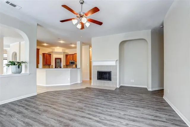 a view of a livingroom with a fireplace