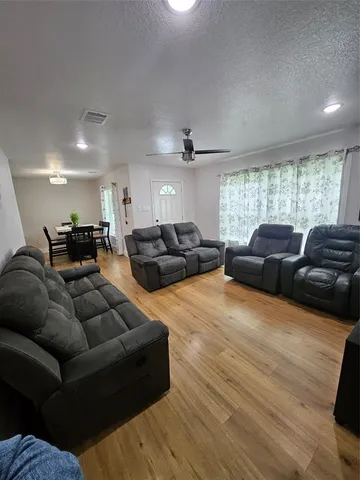 a living room with furniture