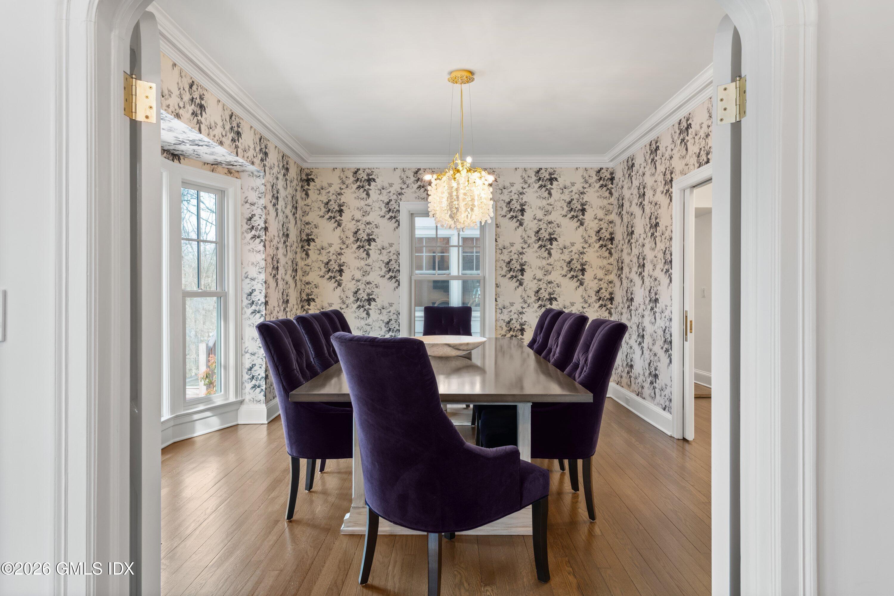 530 Round Hill Road Greenwich, CT 06831 - Photo 15 of 63 a view of a dining room with furniture window and wooden floor