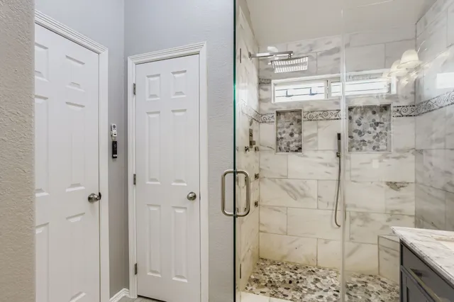 a bathroom with a shower