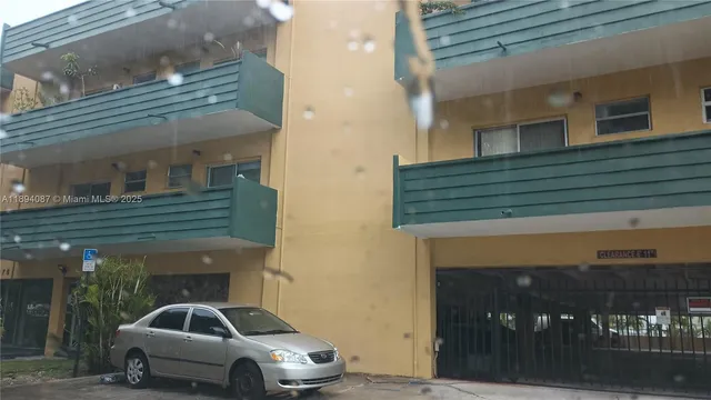 a car parked in front of a building