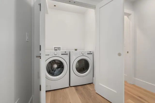 a utility room with dryer and washer