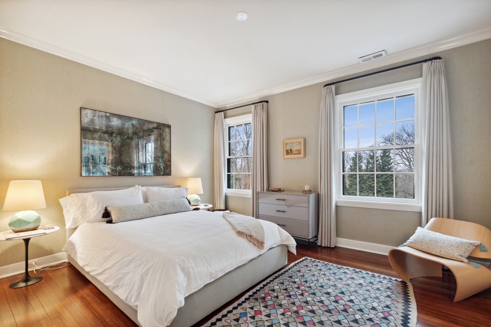 1296 North Green Bay Road Lake Forest, IL 60045 - Photo 50 of 69 a bedroom with a bed and wooden floor