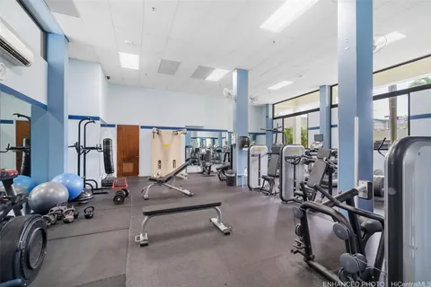 a view of a room with gym equipment
