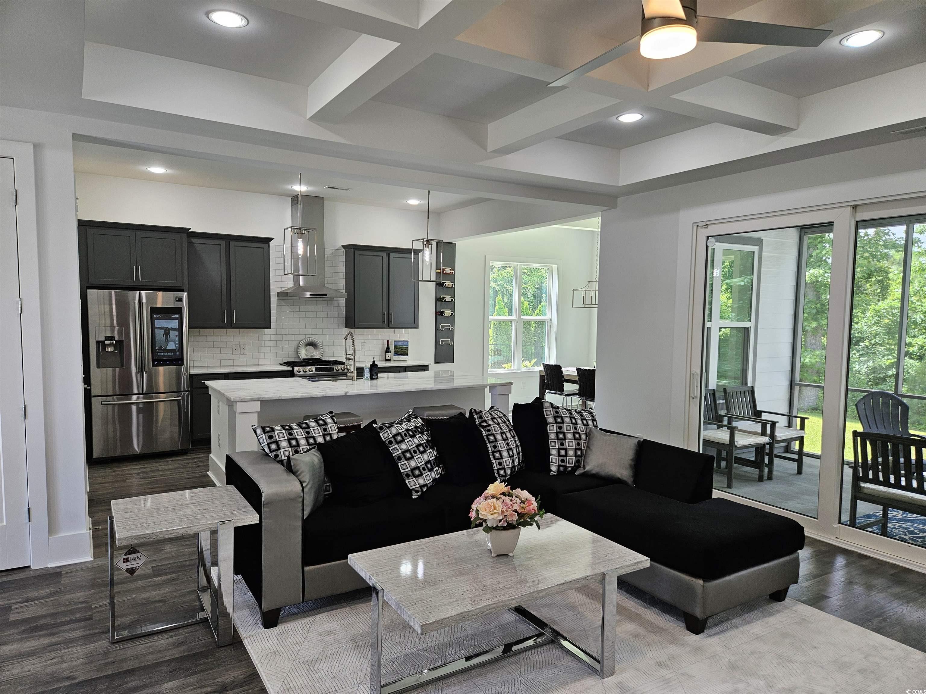 218 Rivers Edge Drive Conway, SC 29526 - Photo 16 of 40 Living room featuring ceiling fan, dark hardwood /