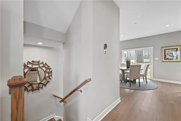 a view of a room with breakfast area