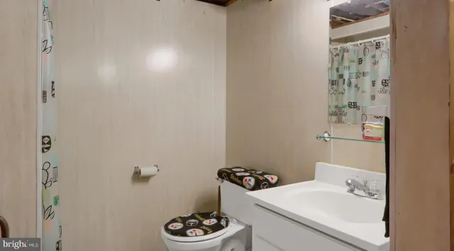 a bathroom with a sink a toilet and vanity