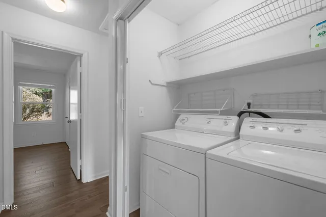 a utility room with dryer and washer