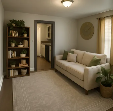 a living room with furniture and decor