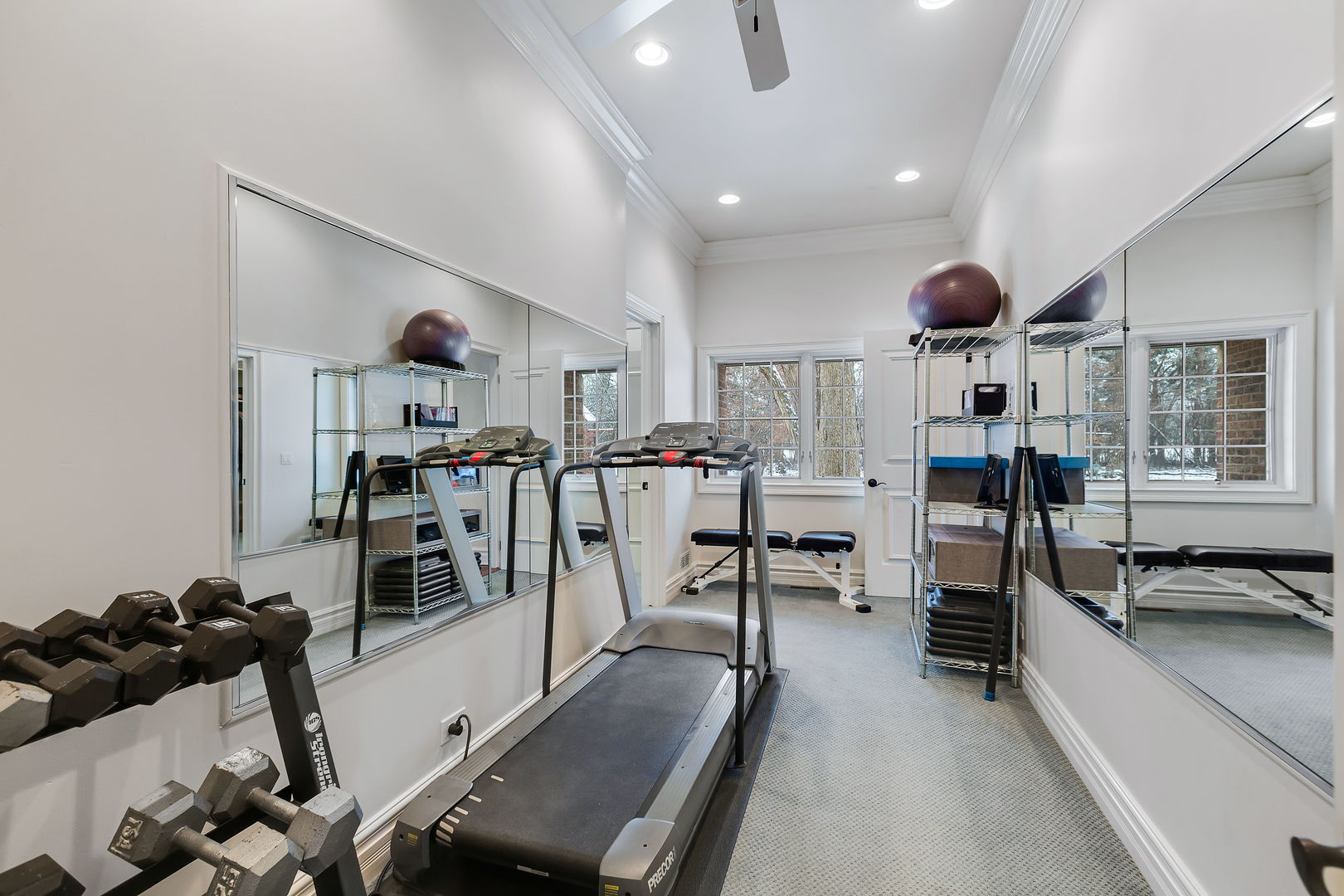 1560 South Ridge Road Lake Forest, IL 60045 - Photo 24 of 27 a living room with lots of furniture and gym equipment