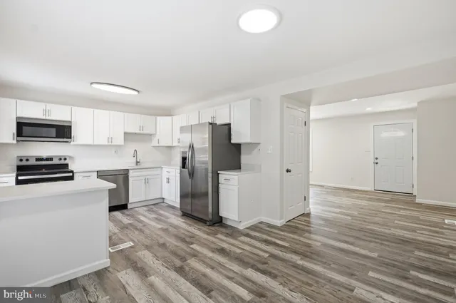 an empty room with windows