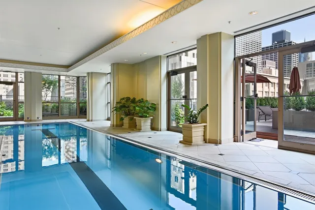 a room with sink and large window