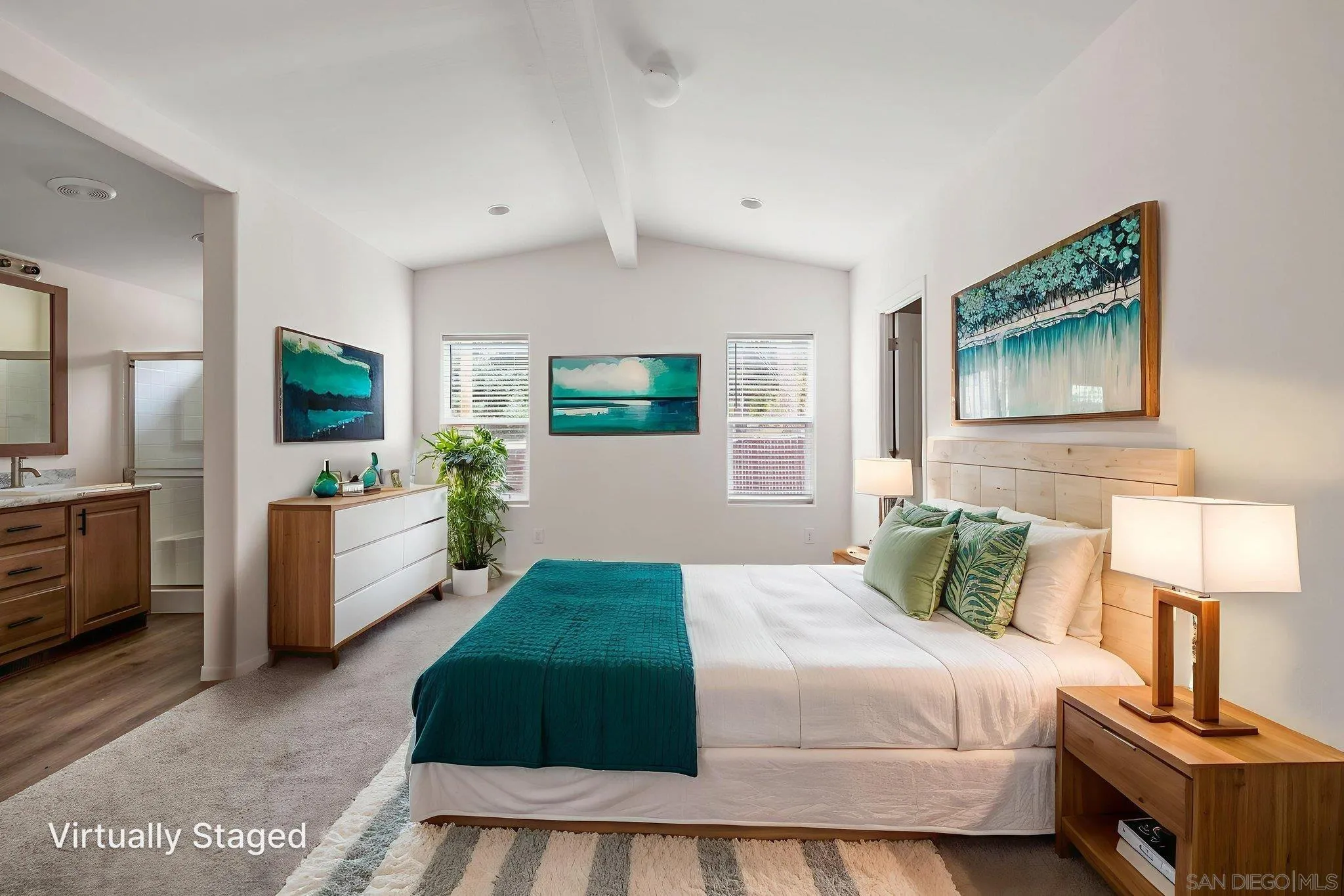 22899 Byron Road, Unit 11 Crestline, CA 92325 - Photo 10 of 25 a bedroom with a large bed and a chandelier