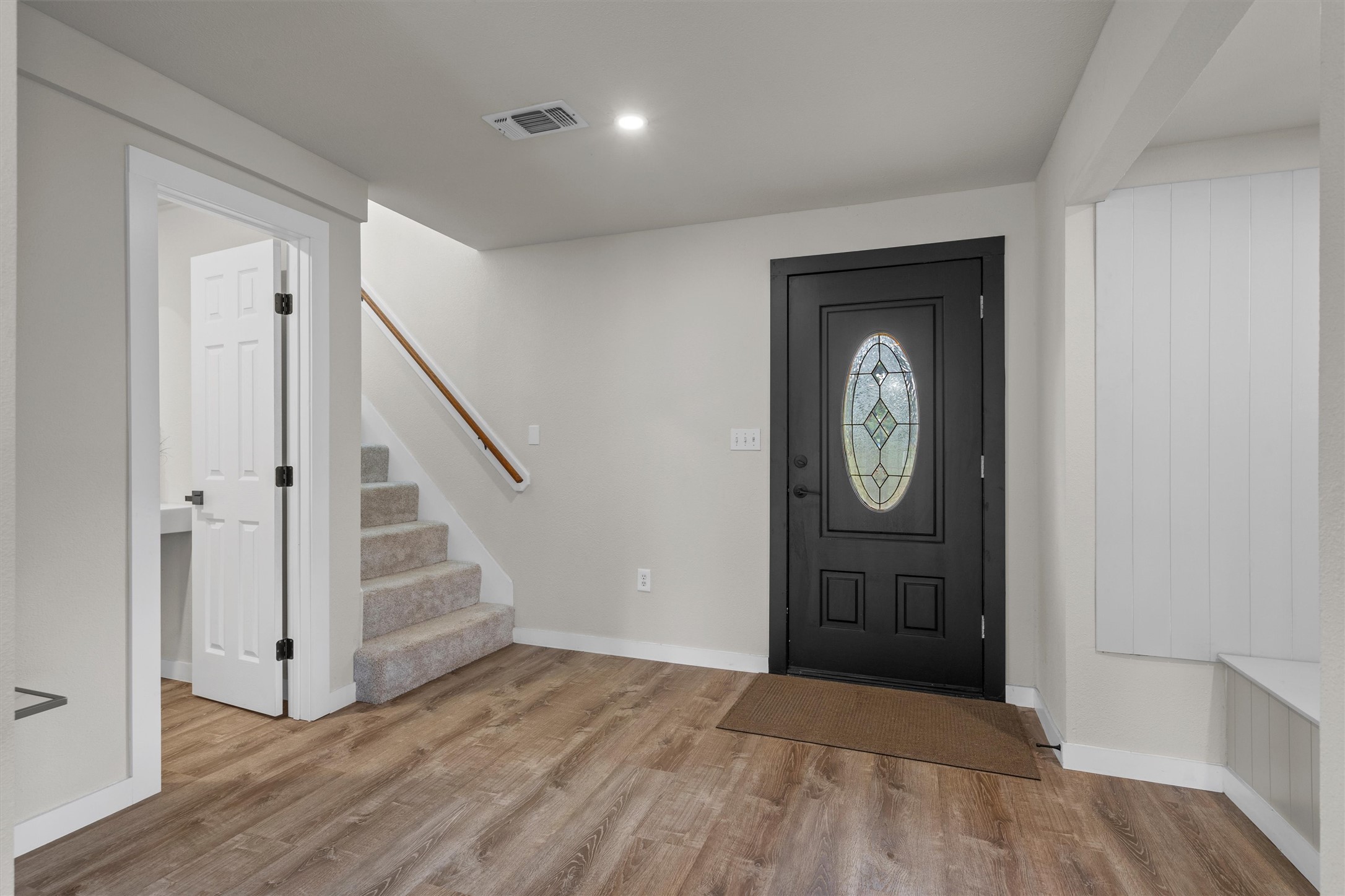836 Cottle Town Road Smithville, TX 78957 - Photo 10 of 40 Foyer entrance featuring stairs and light wood-style flooring