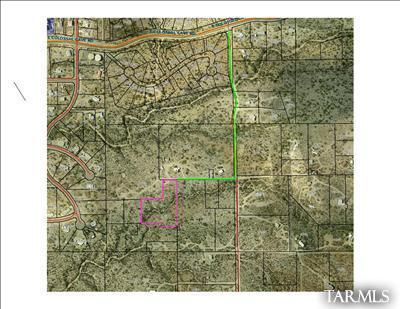 14674 East Colossal Cave Road Vail, AZ 85641 - Photo 11 of 11 Subject lot is highlighted in pink. The path to the propoerty is highlighted in green.