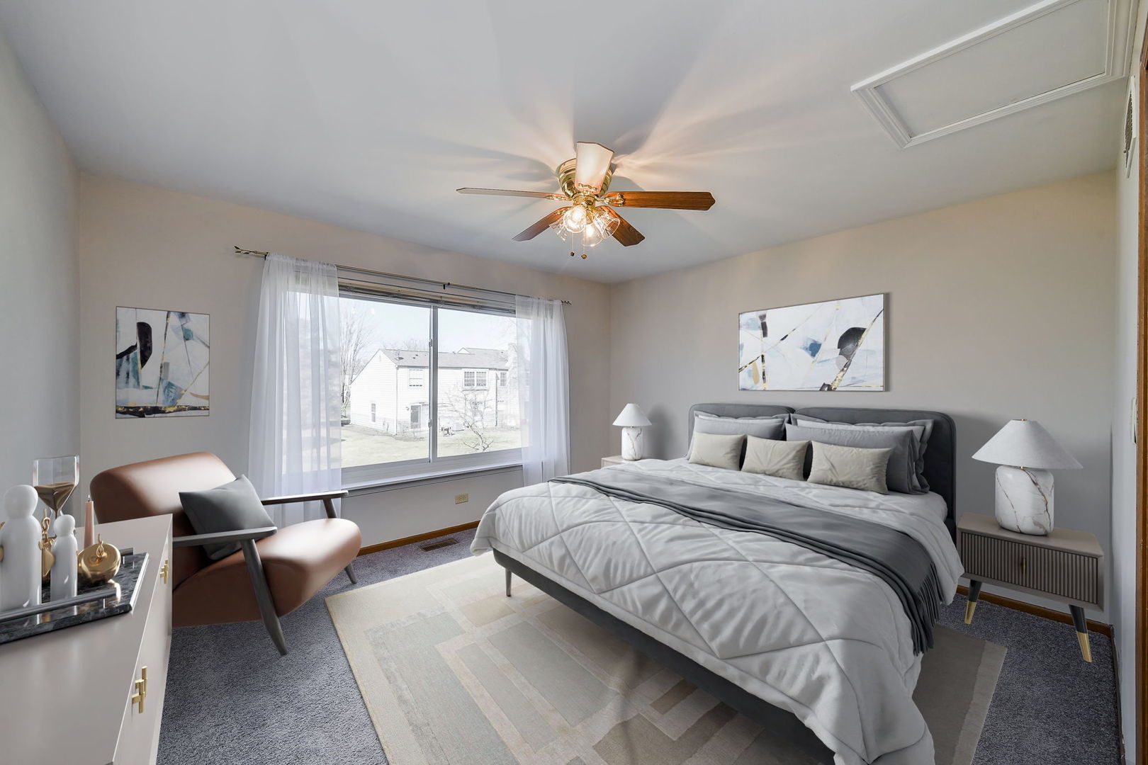 1266 Seabury Circle Carol Stream, IL 60188 - Photo 15 of 22 a bedroom with a bed and a large window