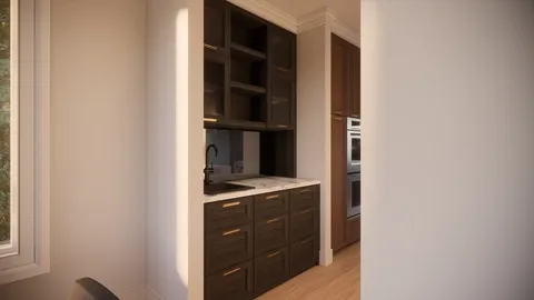 a kitchen with a refrigerator and a sink