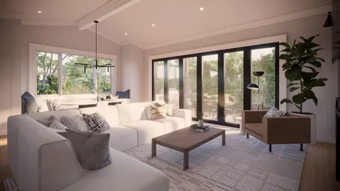 a living room with fireplace furniture and a flat screen tv