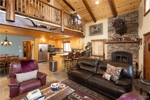 a living room with furniture or couch and a fireplace