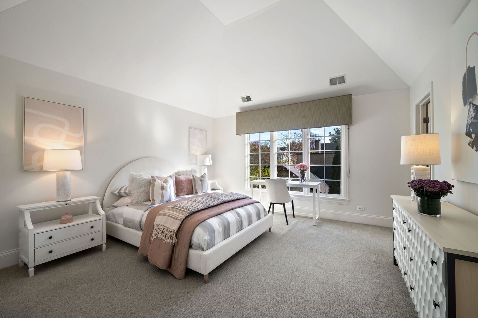 677 Greenleaf Avenue Glencoe, IL 60022 - Photo 33 of 54 a spacious bedroom with a bed and a window