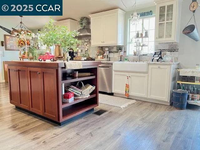 an outdoor space with seating