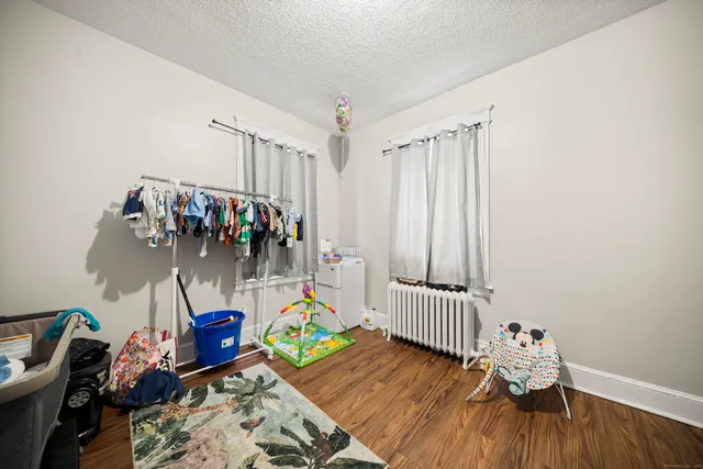 a bedroom with furniture and a wooden floor