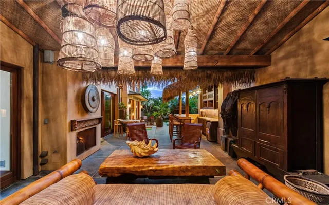 a view of living room kitchen and dining area