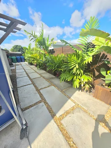 a view of a garden with plants