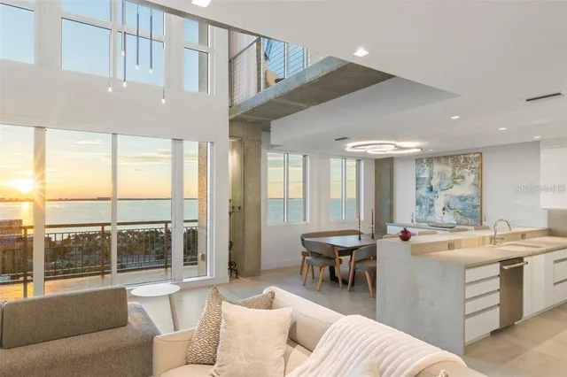 a view of a lake with a yard