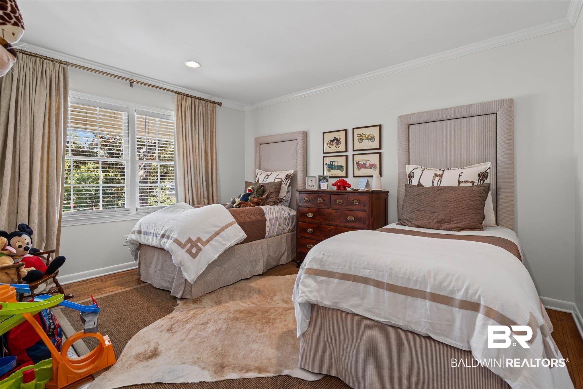 513 Spring Park Drive East Mobile, AL 36608 - Photo 30 of 44 Bedroom featuring ornamental molding, wood finished floors, and recessed lighting