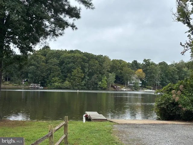 a view of a lake in middle of forest