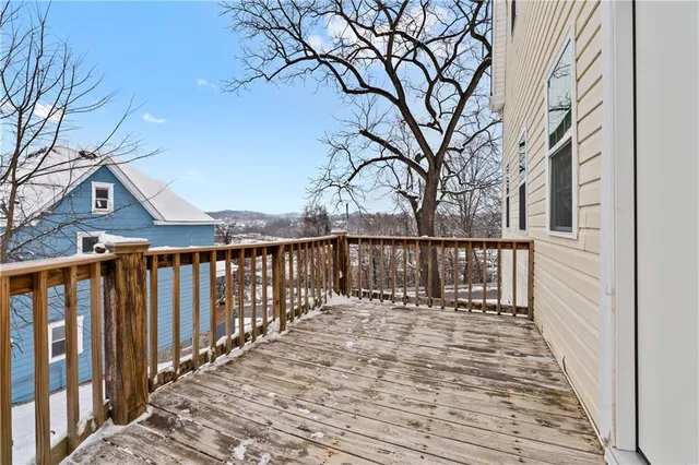 a view of wooden balcony