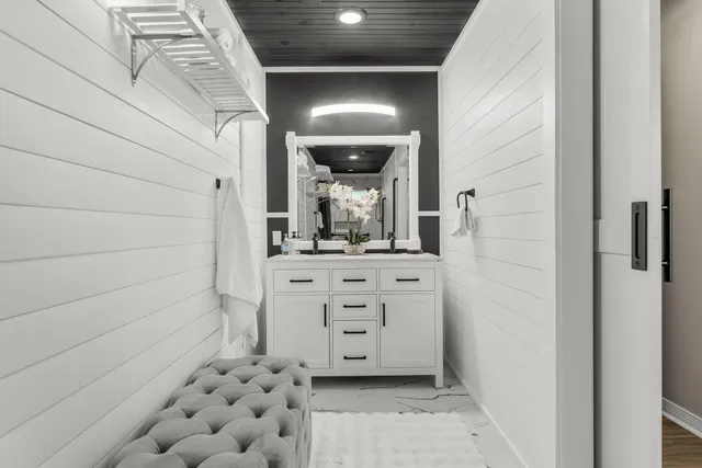 a view of a hallway with front door