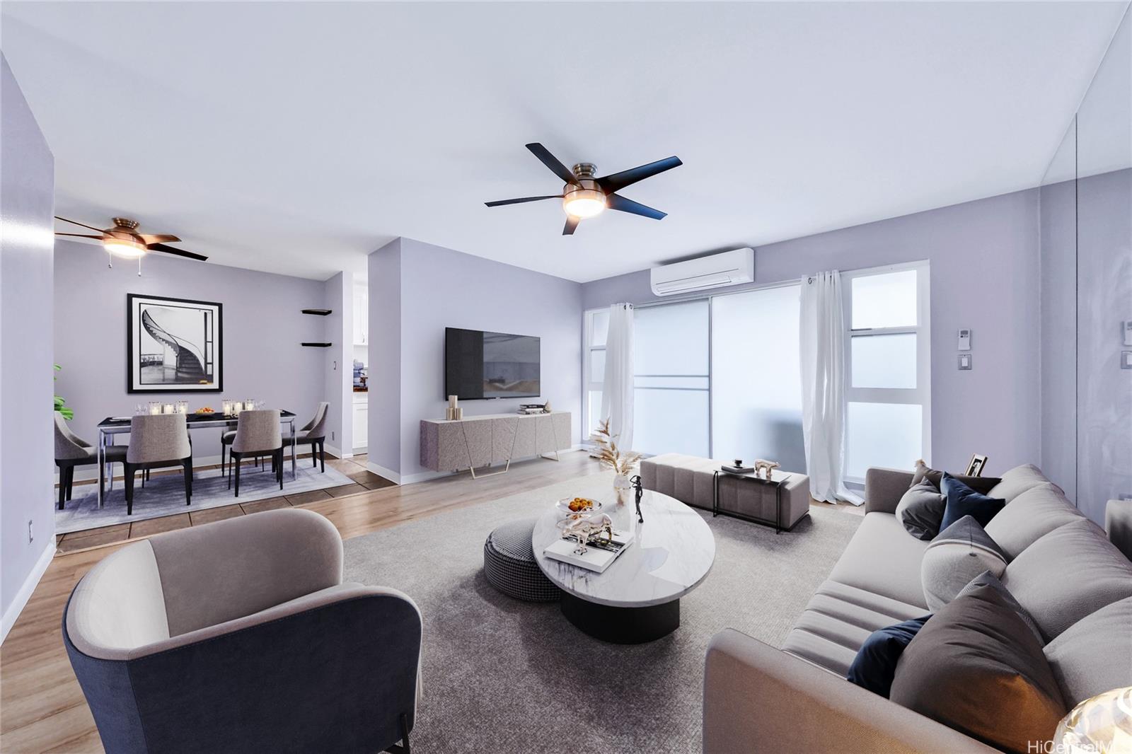 a living room with furniture and a flat screen tv