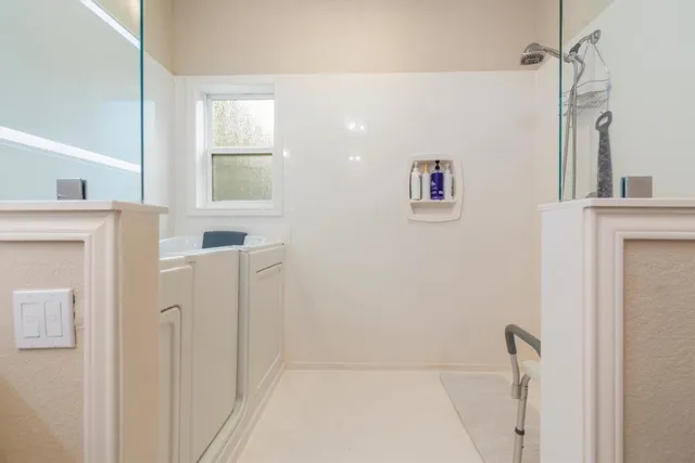 a bathroom with a shower