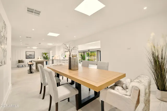 a living room with large window