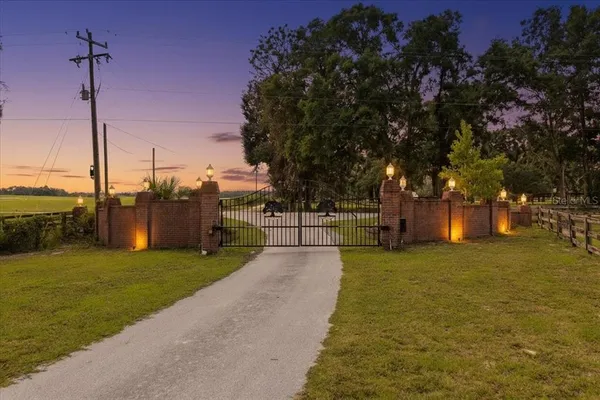 a view of a park with a big yard