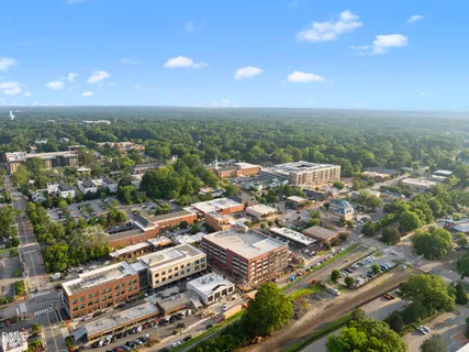 a view of a garden with a fountain